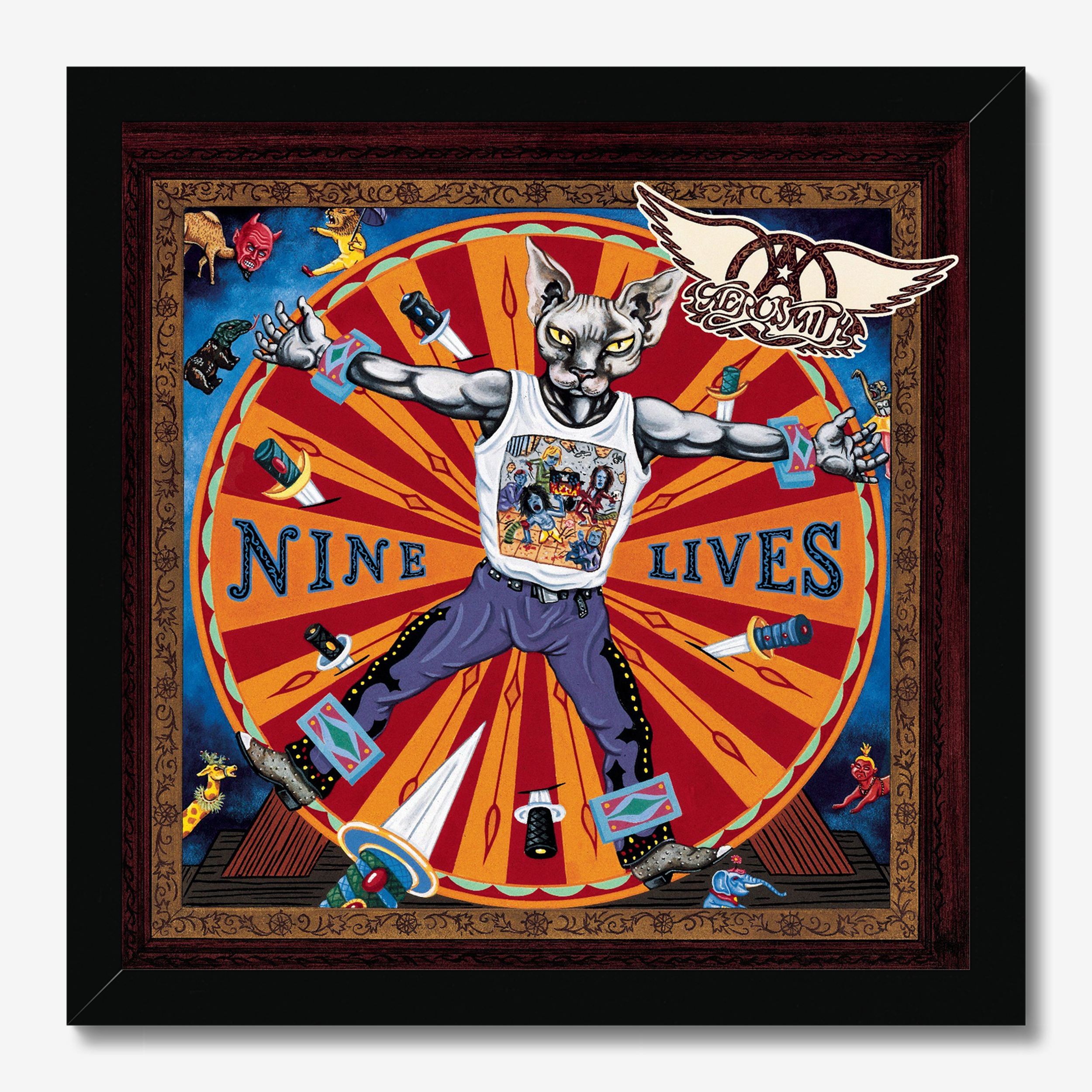 Aerosmith Nine Lives Album Art Framed Poster – 12"x 12" Vinyl Album Design