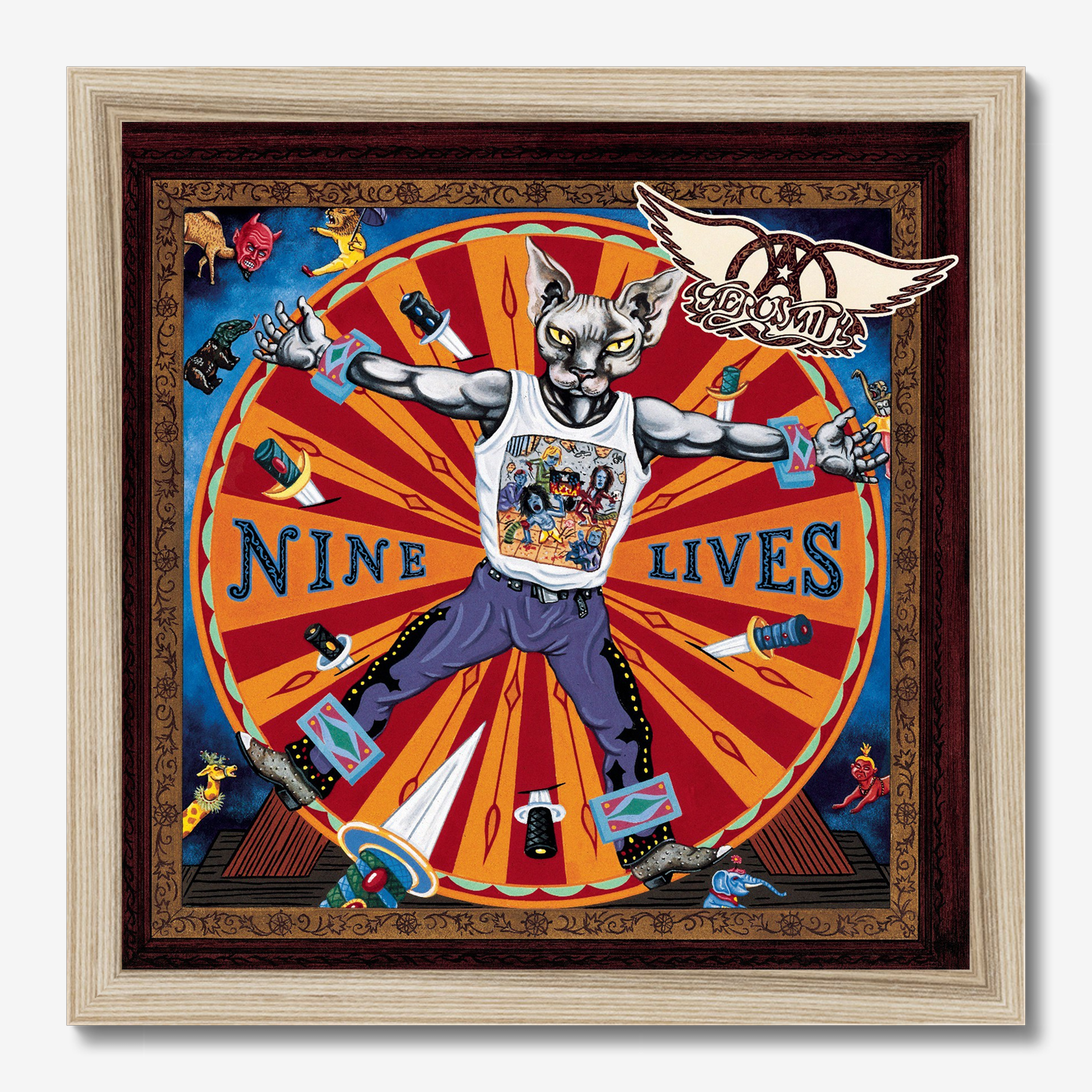 Aerosmith Nine Lives Album Art Framed Poster – 12"x 12" Vinyl Album Design